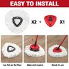 NEWE Mop Heads Replacements 2 Pack with Triangle Base for O-Cedar EasyWring 1 Tank System, Microfiber Spin Mops Replace Refills for Deep Cleaning All Floors (White)