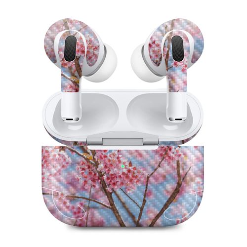 MightySkins Carbon Fiber (2 Pack) Skins Compatible with Apple AirPods Pro 2 - Cherry On Sky | Protective, Durable Textured Carbon Fiber Finish | Easy to Apply and Change Styles | Made in The USA