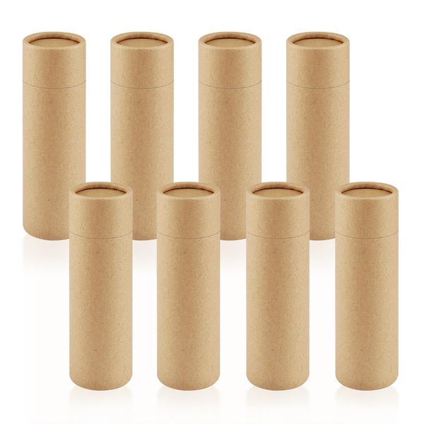 8 Pcs 60g/2oz Paperboard Lip Balm Tubes Refillable Cardboard Tubes Solid Empty Chapstick Container for Cosmetic Samples Deodorant - Brown