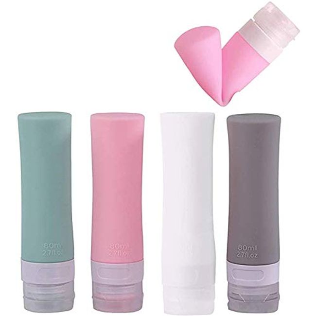 4Pcs Silicone Travel Bottles for Toiletries, 3oz Tsa Approved Travel Size  Containers BPA Free Leak Proof Travel Tubes Refillable Liquid Travel  Accessories with Clear Toiletry Bag