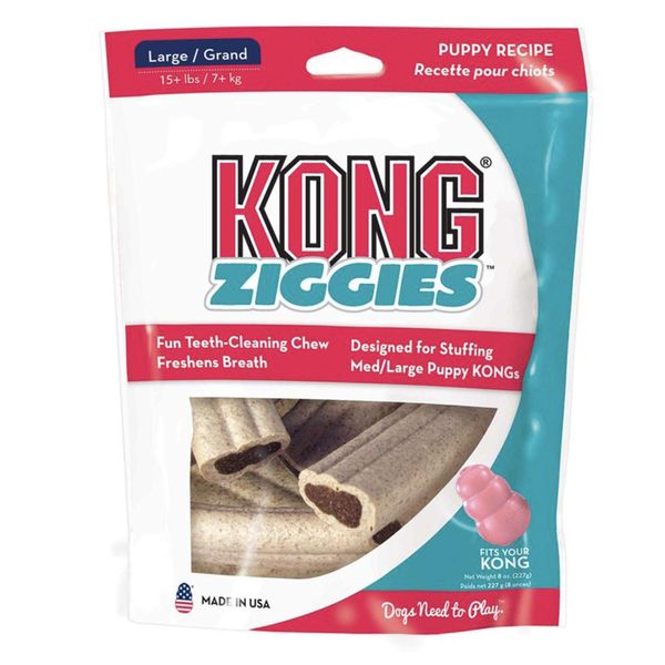 KONG - Ziggies Puppy - Teeth Cleaning Dog Treats - Puppy Recipe - Large (Best Used Puppy Rubber Toys)