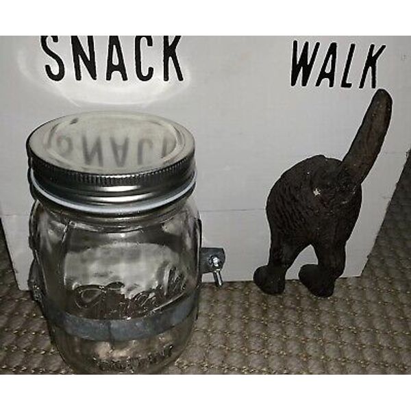 Mud Pie “Snack” “Walk” Wood ~ Dog Leash Holder/Hanger & Mason Treat Jar ~NEW~