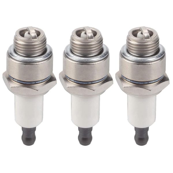 3Pcs Rj19lm Spark Plug, 4-Stroke Spark Plugs Universal Replacement Accessories for Lawn Mower & Brush Cutter Hedge Trimmer Gasoline Engine