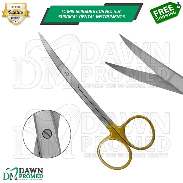 Premium German TC Iris Scissors 4.5" Curved Surgical Dental Instruments