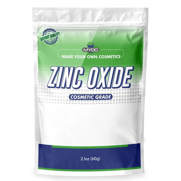 MYOC White Zinc Oxide Powder (60 gram), Non-nano Zinc Oxide Powder, Zinc Oxide Powder for Skin, for DIY Sunscreen, Baby Diaper Rash Cream, Online Quality