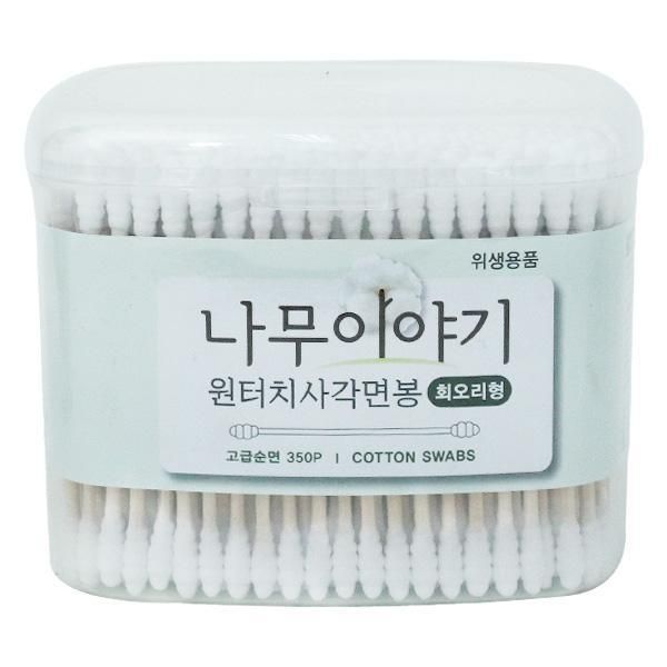 [JJ Choice] Wood Story One-Touch Square Cotton Swab 350p Tornado Type