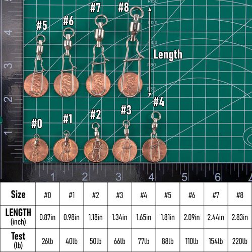 Dr.Fish 20 Pack Fishing Snap Swivels Ball Bearing Swivel with Snap Stainless Steel Duo Lock Snap Fishing Tackle High Strength Clip Saltwater Freshwater Fishing