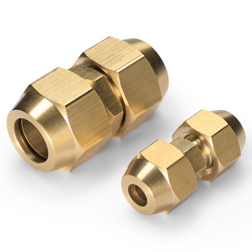 TURBRO Copper Pipe Joint Connectors for Air Conditioner Tube Extension, Brass Tube Coupler Fittings for 1/4 and 1/2 Inches Diameter Copper Lines, 2 Pieces