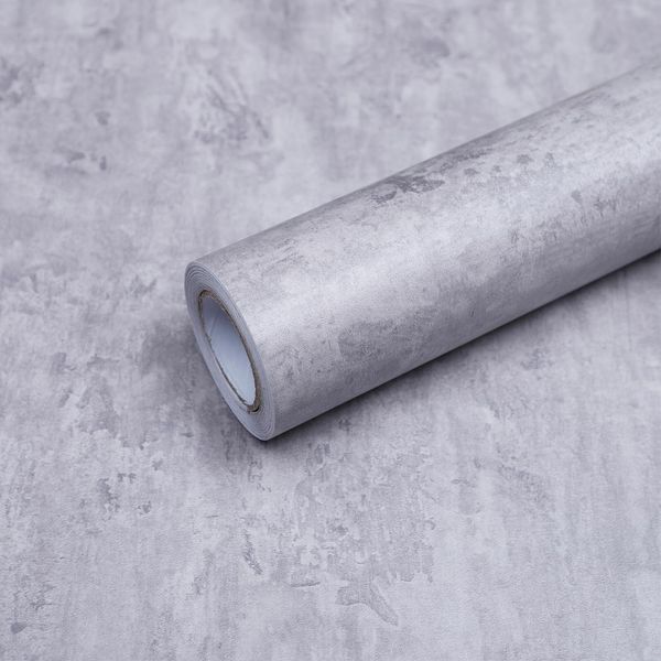 FEILAYS Grau 40CMx3M Selbstklebende Tapete Betonoptik Fensterbank Folie für Möbel Küche Schrank Wasserdicht Hellgrau Möbelfolie Schlafzimmer, Büro Tapete