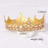 FORSEVEN King Crown for Men Crown Royal Costume Accessory Prom Tiara Baroque Vintage Crystal Pearl Bridal Wedding Tiaras Birthday Party Round Crowns (Gold)