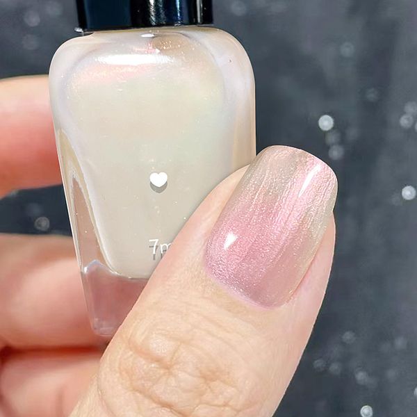 White Pearl Nail Polish Chrome Nail Varnish Quick Dry Aurora White Nail Polish Pearlescent White Nail Polish Water-Based Pearl White Nail Polish Breathable Pearl White Nail Varnish for Nail Art Home