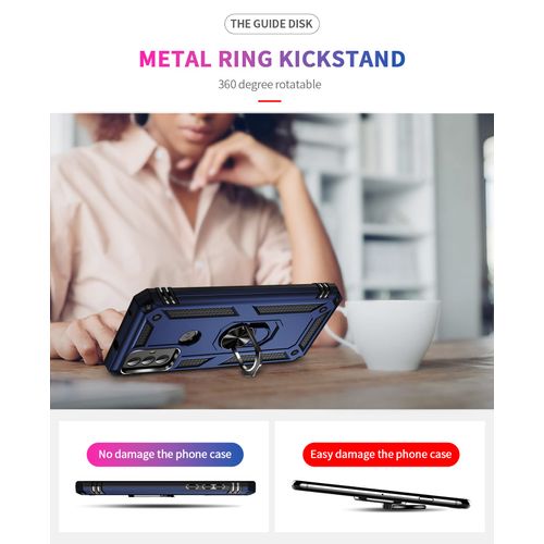 Military Grade Drop Impact for Motorola Moto G Play 2023 Case 360 Metal Rotating Ring Kickstand Holder Armor Heavy Duty Shockproof Case for Moto G Play 2023 Phone Case (Blue)