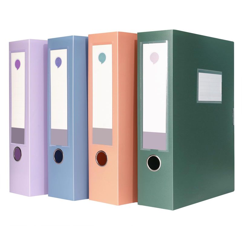 komstuon 4 Pack Box Files,Large Capacity Plastic Archive Boxes with Lid ...