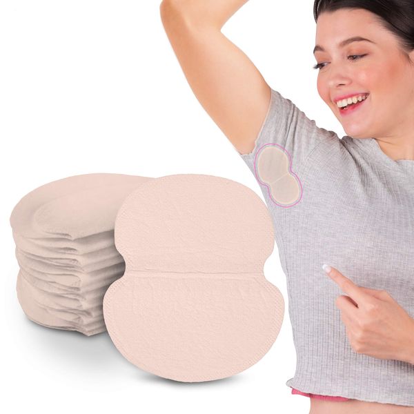 100 Pack Underarm Sweat Pads- Disposable Armpit Sweat Pads To Fight Hyperhidrosis And Excessive Sweating For Women And Men - Non Visible Dress Guards/Shields Provides Armpit Protection -(Beige)