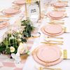 350PCS Pink Plastic Plates - Pink Plastic Dinnerware Sets for 50 Guests - 100 Pi