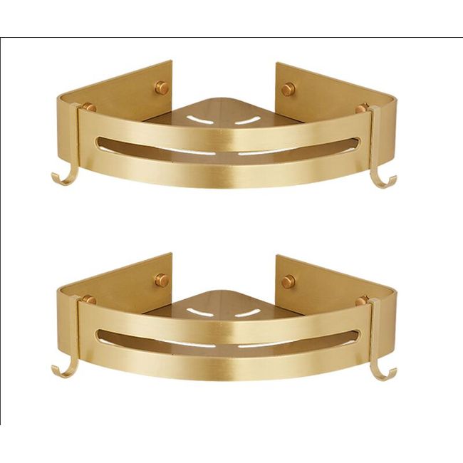 Corner Shelf Brass Bathroom Shower Rack Brushed Gold Bath Shower