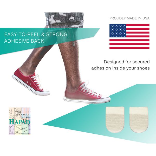 Heel Lifts for Women and Men, Stick-on Heel Pad for Plantar Fasciitis - Heel Spur Inserts for Plantar Fasciitis and Other Heel Pain, Heel Cushions for Shoes, 2.5 x 1/2” - Heel Lifts by Hapad (1 Pair)