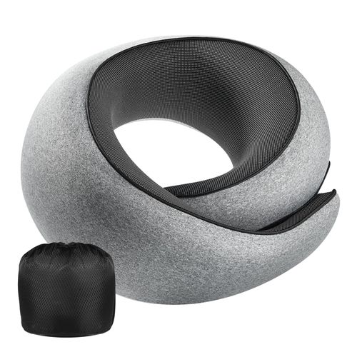 4litamz Neck Pillow Airplane,100% Pure Memory FoamTravel Neck Pillow Travel Neck Support Ergonomic &Portable Design Best for Sleeping Plane Car Train Office Flight (Small Grey)