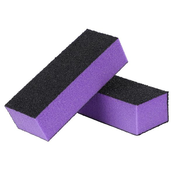 sourcing map 4 Way Nail File, 2 Pcs Nail Buffer Sanding Block Manicure Art Tool Shiner Polisher for Women and Men, Sponge Nail Polishing Tool Kits for Professional Salon Home Use, Black Purple