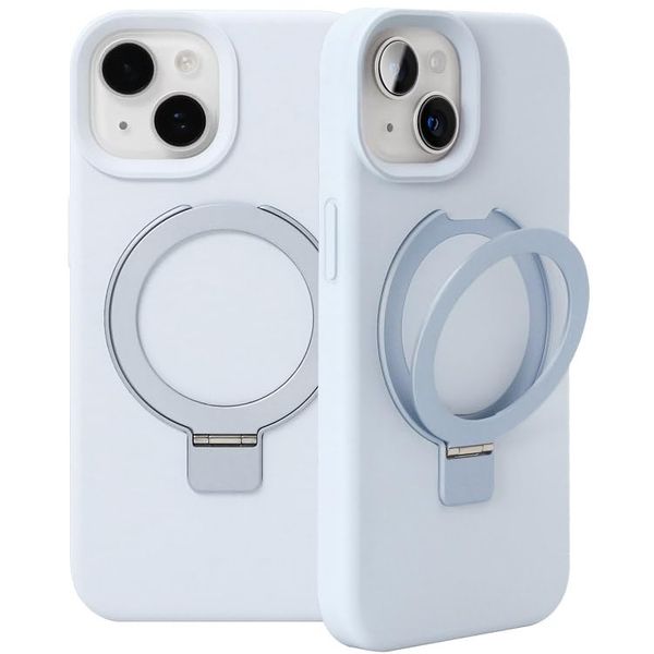 ZENIX DESIGN TECH iPhone 15 Plus Case, Magnet, Ring, Stand, Back Storage, Silicone, Compatible with Magsafe, ZX-softhinge (Blue Gray)