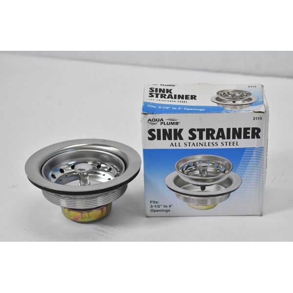 Aqua Plumb Sink Strainer Stainless Steel Fits 3-1/2" To 4" Openings 2115