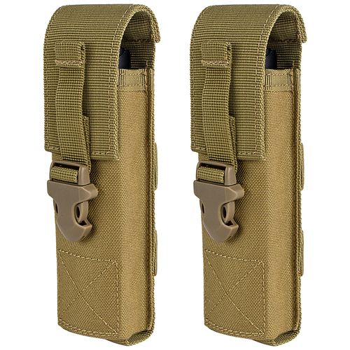 IronSeals Tactical Flashlight Pouch Holster Case Belt Pouch, Molle Organizer Pouch EMT Mini Scissor Tool Pouch (2 * Tan)
