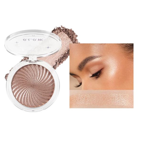 DLZZRS Face Highlighter Palette, Glitter Baking Powder Natural Glow Enhancer High Glossy Face Illuminator Palette, Pearl Shimmer Smooth Baked Powder, Lasting Sparkling Contour Highlighter Makeup(03#)