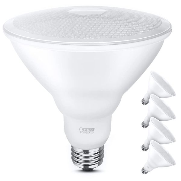 Feit Electric LED PAR38 Bulbs, 75W Equivalent, Non Dimmable, 3000k Bright White, 750 Lumens, 10 Year Lifetime, E26 Base, PAR38 Flood Lights, CRI 90, Damp Rated, 4 Pack, PAR38/930CA10K/MP/4