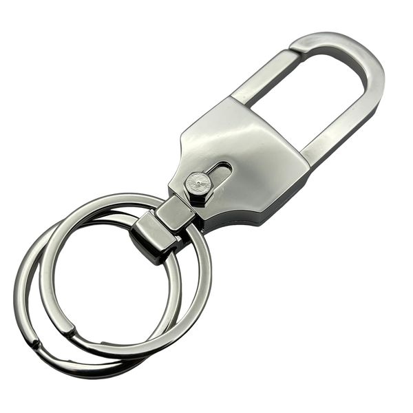 Eden E895 Keychain, Car, Motorcycle, Carabiner, Hook, Double Ring, Keyring, Men's Key Case, Silver, Silver