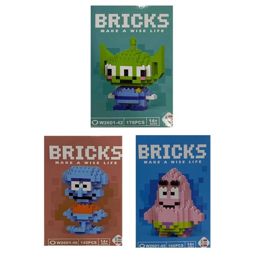 Yummy Baby Products Micro Mini Building Blocks Anime Character Set (500+ Pieces), Ages +14, Toys Gifts for Kids and Adults (3 Pack) (Set 19)
