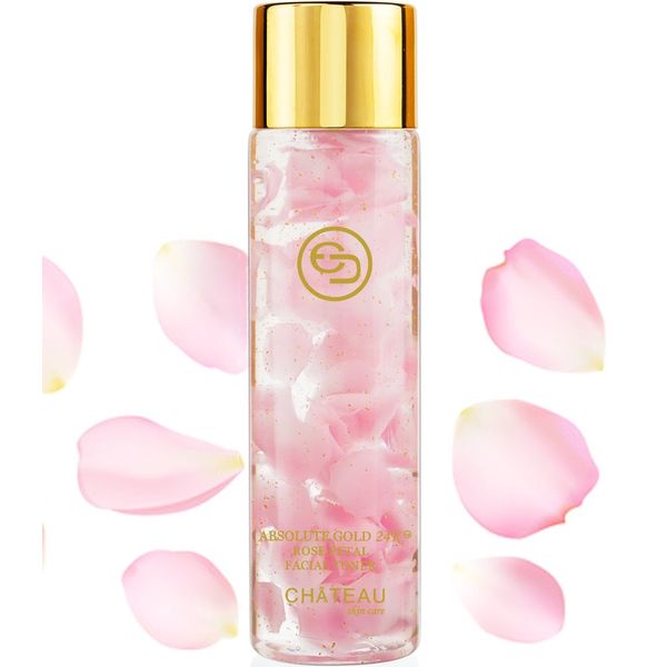 Absolute Gold 24K ROSE PETAL FACIAL TONER - 24 KARAT GOLD/COLLAGEN. For all skin types. 3.33 Fl.oz - 100 ml.