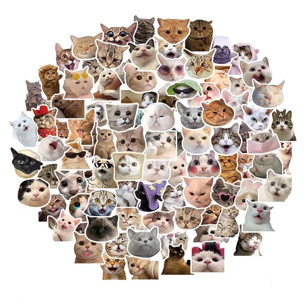 100 Pcs Doodle Stickers DIY Cat Stickers Idea Cup Computer Guitar Notebook Tool Box