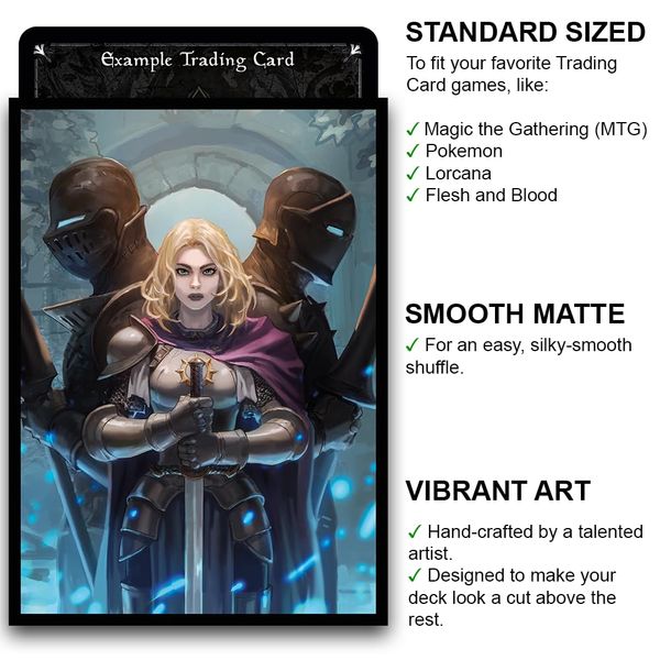 Fantasy North - Sara Falcross - Knight Captain - 100 Smooth Matte TCG Trading Card Sleeves - Fits Magic MTG Commander Pokemon and Other Card Games - Playing Card Sleeves