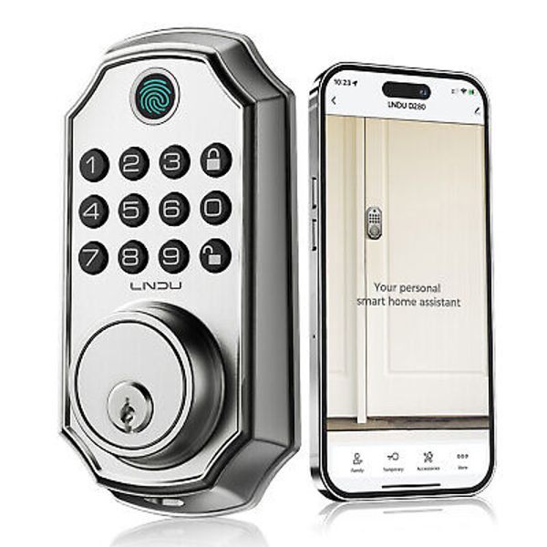 LNDU Smart Fingerprint Door Lock Bluetooth App Keyless Keypad Deadbolt Biometric