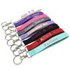 Solid Poly Fabric Customed Wristlet Key Fob keychain with Personalized Monogrammed