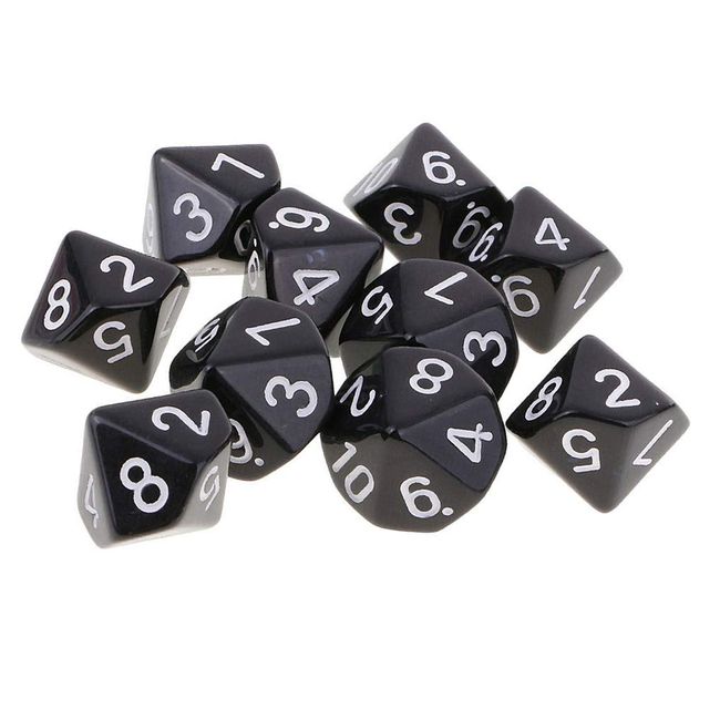 Yourandoll 10pcs Polyhedral Dice D10 Dice 10 Sided Dice for Dungeons and Dragons, DND, TRPG, MTG and More Table Games (Black)