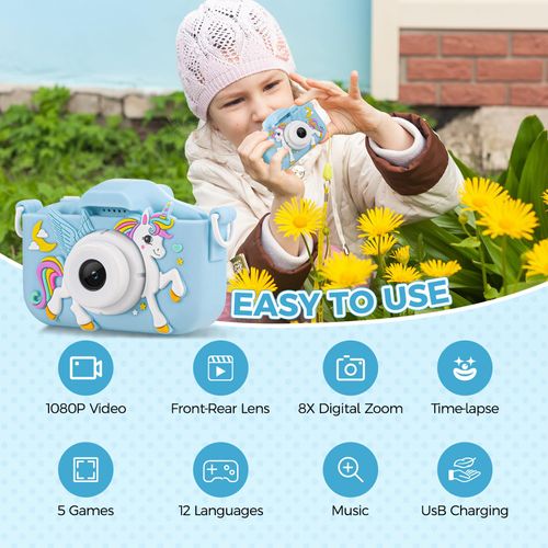 KANAD Kids Camera, Toys for Girls Age 3-9, Christmas Birthday Gifts for 3 4 5 6 7 8 9 Year Old Girls, Stocking Stuffers for Kids Girls Toddlers - Blue