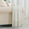 BOURINA Textured Solid Soft Sofa Throw Couch Cover Knitted Decorative Blanket, Beige, 127x152cm