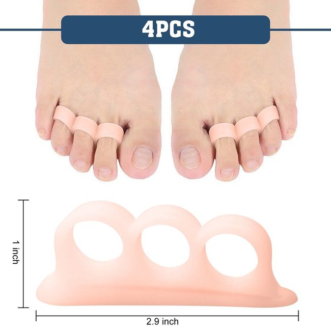 4PCS Silicone Toe Separators Bunions Cushion Pad Corrector Straightener Splint