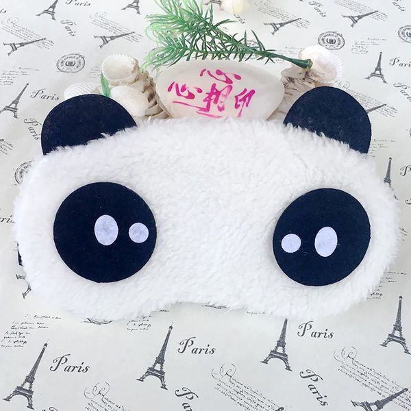 KANGKAI Eye Mask for Sleeping Animal Panda Eye Mask Plush Cartoon Shading for Adult Child Soft Fluffy Panda Eye Mask [White Poor]