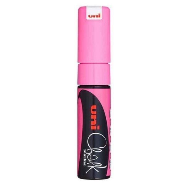 UNI CHALK PWE-8K FL PINK MARKER CHISEL TIP 8.0mm - Single Marker