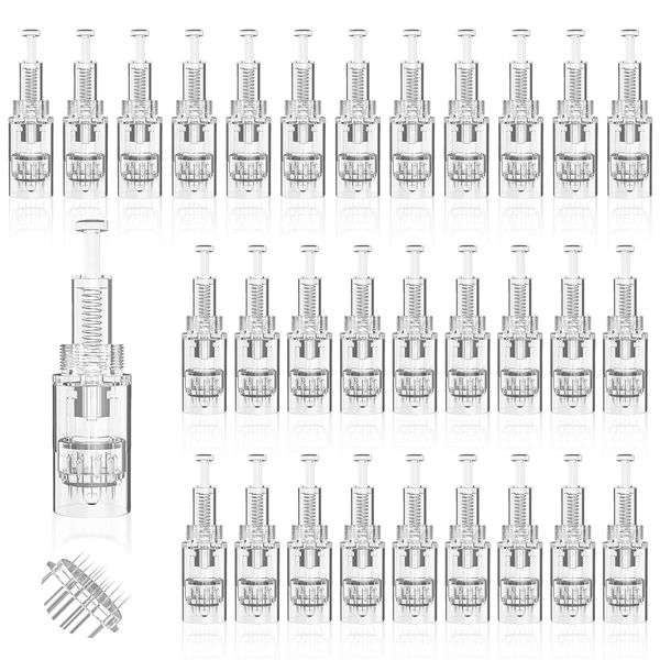 30 PCS Dermapen Microneedling,12 Pin Microneedling Micro Aghi Derma Pen Derma Roller Needles di Ricambio per Auto Derma Electric Pen