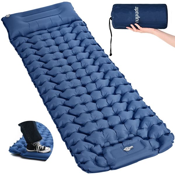 ropoda Extra Thickness 3.9'' Inflatable Sleeping Pad for Camping with Pillow, Built-in Foot Pump, 77''*27'' Sleeping Mat with Carry Bag, Ultralight & Compact Camping Mattress for Hiking, Camping Pad