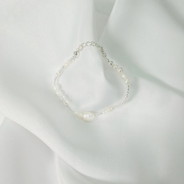 Atidreve Dream Silver Pearl Bead Bracelet