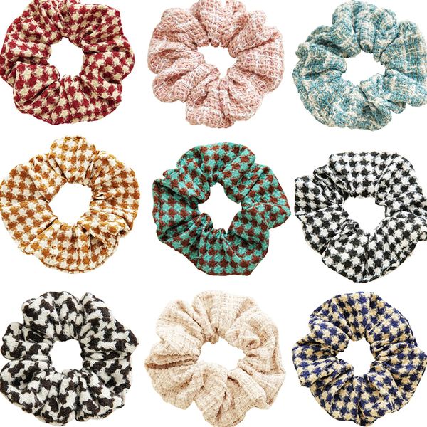 9PCS Plaid Style Womens Hair Scrunchies Elastic Hair Bands Girls Headwear Soft Elastic Bandage 7 Colors Fashion Ornaments, Accessories, Hairbands