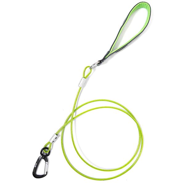 Mighty Paw Dog Leash - Chew Proof Metal Cable - Chew Proof Leash for Dogs - Resistant Braided Cord - Comfortable Padded Handle - for Large Dogs and Teething Puppies - Six Foot Metal Cable Lead - Green