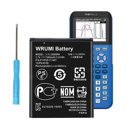 TI 84 Plus CE Battery Replacement - for Texas Instruments TI-84 Plus CE Python - TI Nspire CX CAS II CAS TI-Nspire Battery Part No 3.7L1200SPA 3.7L1200SPB P11P35-11-N01 1500mAh