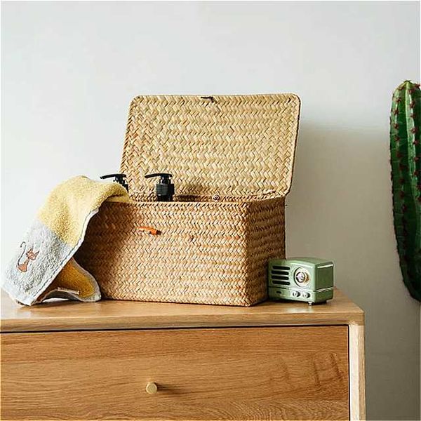 Non-woven storage basket with lid, miscellaneous goods storage box, handmade sorting box, jewelry organizer