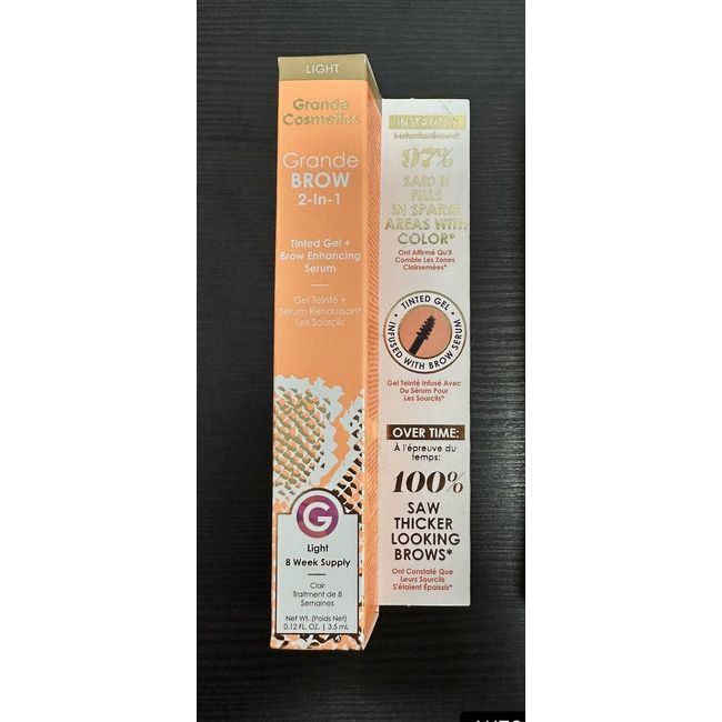 Grande Cosmetics 2 in 1 Brow Gel + Enhancing Serum 3.5mL  Light Tint NIB 6/2024