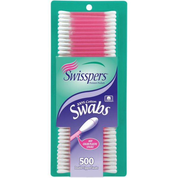 Swisspers Cotton Swabs 500 Count (Hot Color) (2 Pack)